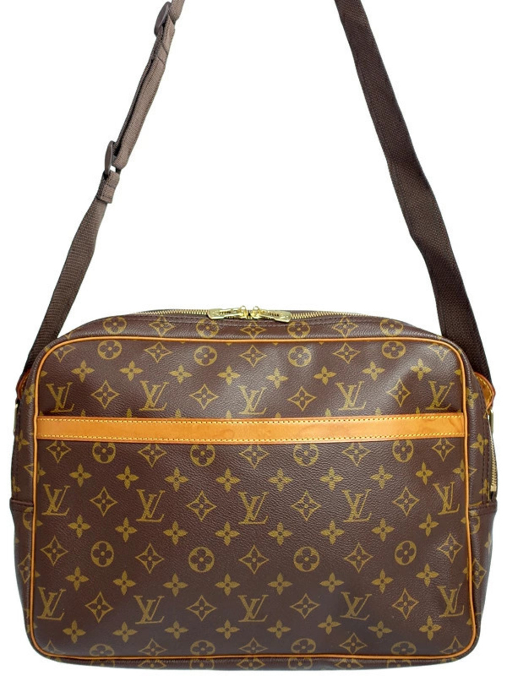 Louis Vuitton Monogram Reporter Shoulder Bag Canvas Leather Brown